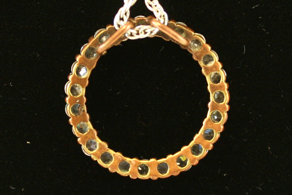 10" Rhinestone Silver Tone & Brass Ring Necklace