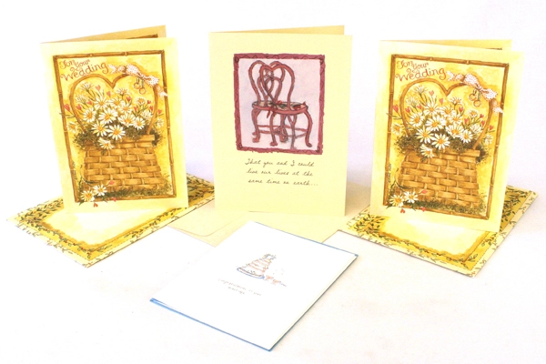 Lot of 4 Greeting Cards for Wedding or Couple Unused