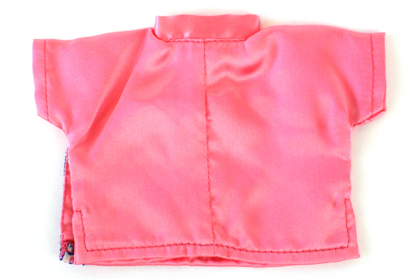 China Doll 2-Pc Outfit Pink Satin Pants & Shirt w/ Embroidered Blue Flowers