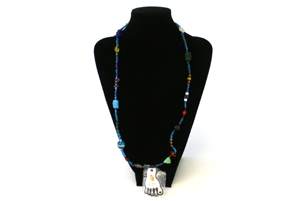 Lot of 2 Colorful Beaded Necklace & Orange Flip Flop Stretch Toe Ring