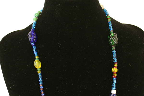 Lot of 2 Colorful Beaded Necklace & Orange Flip Flop Stretch Toe Ring