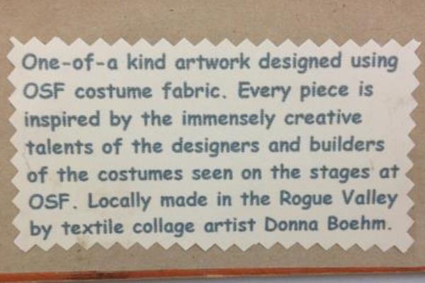 Dimensional Textile Collage Oregon Shakespeare OSF Art Deco Artist Signed Framed