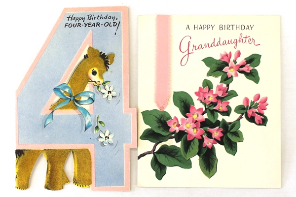 Lot of 4 Vintage Paper Greeting Cards Fathers Day/Birthday/Valentines Day