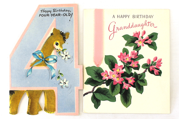 Lot of 4 Vintage Paper Greeting Cards Fathers Day/Birthday/Valentines Day