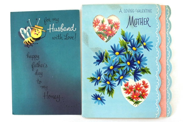 Lot of 4 Vintage Paper Greeting Cards Fathers Day/Birthday/Valentines Day