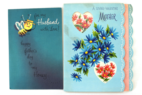 Lot of 4 Vintage Paper Greeting Cards Fathers Day/Birthday/Valentines Day