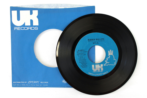 1973 UK London Records 45 RPM Vinyl Rubber Bullets & Waterfall 7"