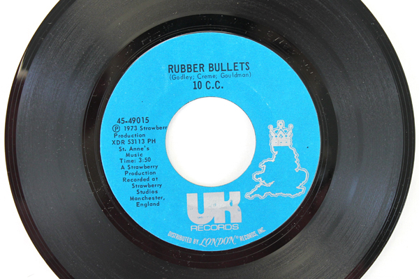 1973 UK London Records 45 RPM Vinyl Rubber Bullets & Waterfall 7"