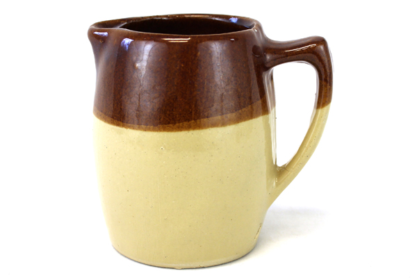 Vintage 5.25" Tall Brown And Beige Stoneware Pitcher (As-Is)