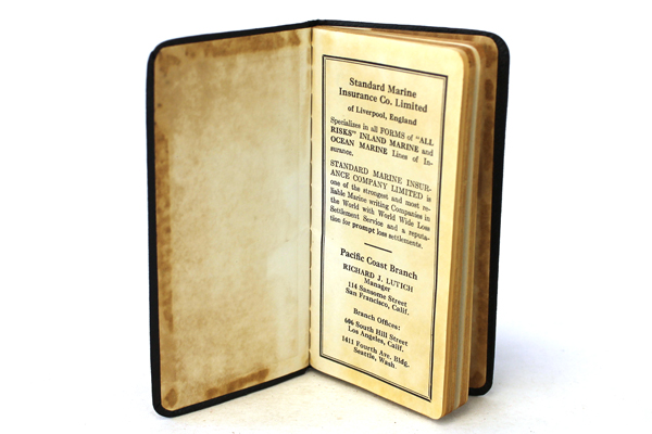 1954 Date Book Standard Marine Insurance Company Of Liverpool England