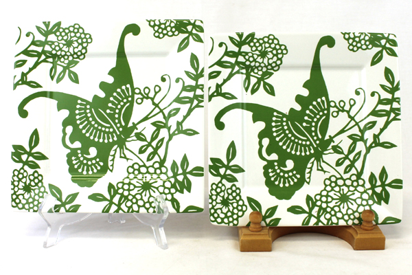 222 Fifth Kirigami Fine China Porcelain 8.25" x 8.25" Set of 2 Square Plates