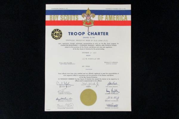 1968 & 1969 Boy Scouts Charter Certificate McMinnville OR Elks Club Troop 233