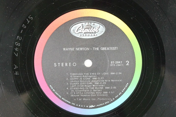 Wayne Newton The Greatest! Capitol Recors ST 2847 33 RPM 12" Record