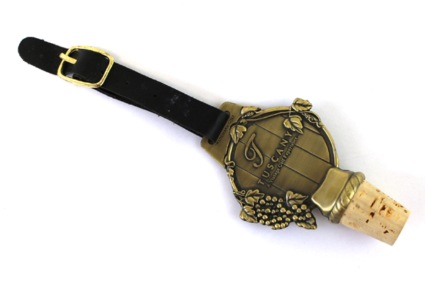 Tuscany Golf Club Wine Stopper Brass Cork Embossed Grapes and Leaves