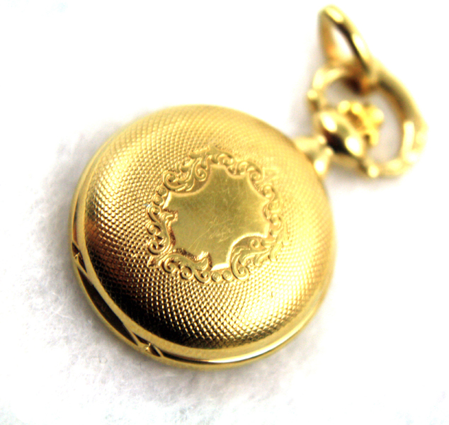 BERNEY Roman Numerals Swiss Pocket Watch Pendant with Gold Shield Overlay