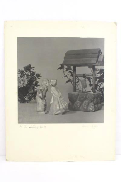 At the Wishing Well Photograph On Board 20x16 Signed Artist Jeanne Pfeiffer 1953