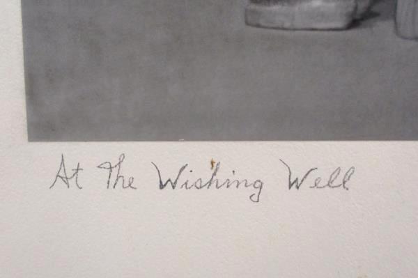 At the Wishing Well Photograph On Board 20x16 Signed Artist Jeanne Pfeiffer 1953