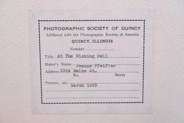 At the Wishing Well Photograph On Board 20x16 Signed Artist Jeanne Pfeiffer 1953