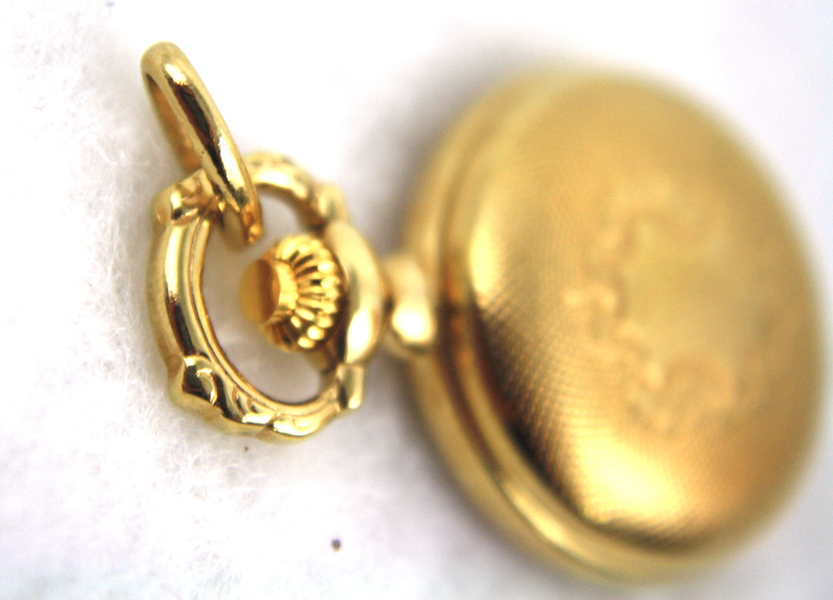 BERNEY Roman Numerals Swiss Pocket Watch Pendant with Gold Shield Overlay
