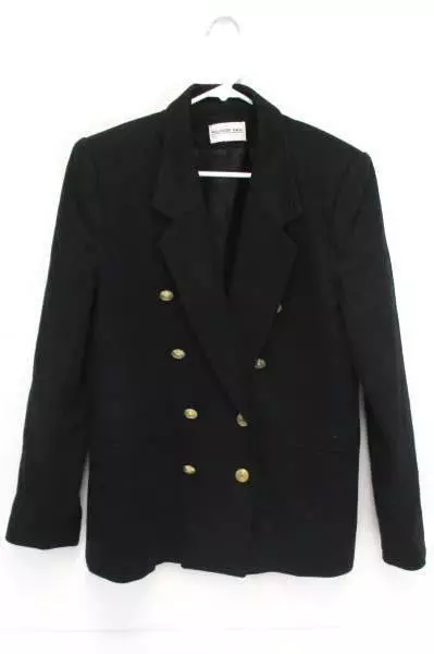 Vintage Women's Black Allison Gale Double Breast Gold Blazer Jackson Style