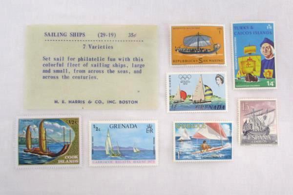 Lot of 3 H.E Harris Stamps Aviation Sailing Ships Exotic Folk Dress