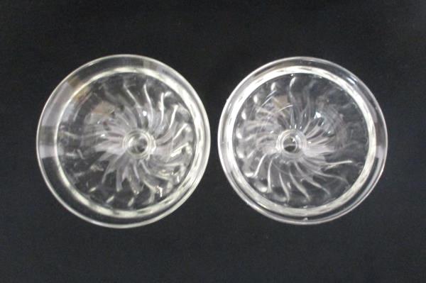 Set of 2 Cordial Sorbet Dessert Pedestal Glasses Swirl Design Clear Glass