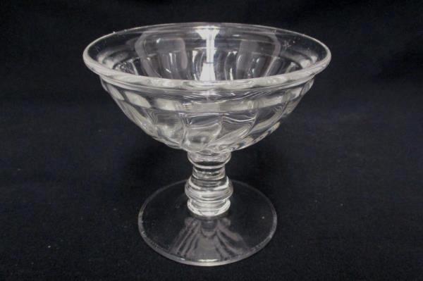 Set of 2 Cordial Sorbet Dessert Pedestal Glasses Swirl Design Clear Glass