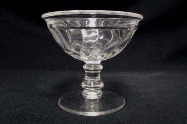 Set of 2 Cordial Sorbet Dessert Pedestal Glasses Swirl Design Clear Glass