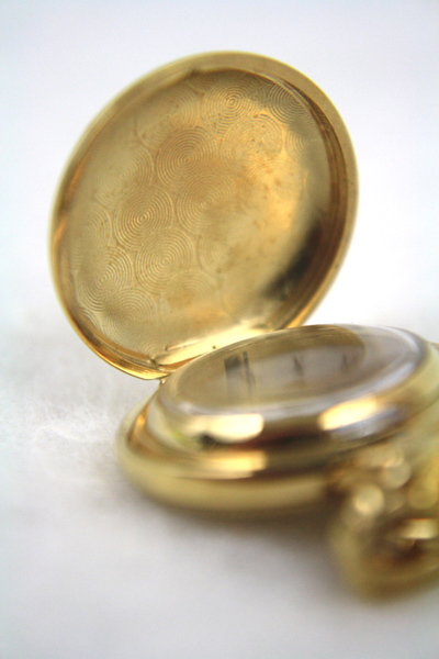 BERNEY Roman Numerals Swiss Pocket Watch Pendant with Gold Shield Overlay