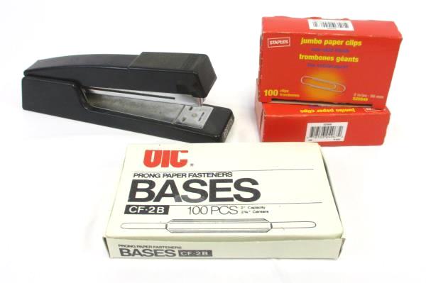 Lot of Office Supplies Bostitch B440 Stapler Paper Fasteners Paper Clips Staples