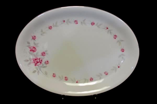Norleans Fine China Large Serving Platter Bridal Rose Pattern 14" x 10" Stamped