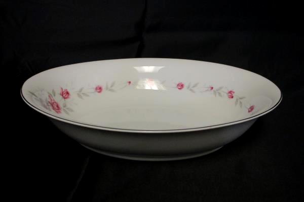 Norleans Fine China Oval Serving Bowl Bridal Rose Pattern 8"x10.5" Stamped