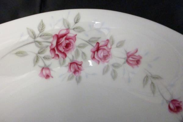 Norleans Fine China Oval Serving Bowl Bridal Rose Pattern 8"x10.5" Stamped