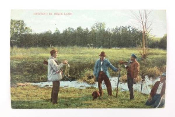 Vintage Early 1900's Hunting in Dixie Land Postcard Seige Pub. Germany Used