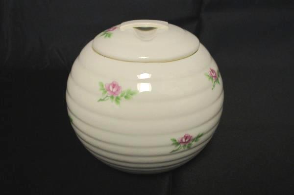James River Potteries Creamer Pitcher Lidded Sugar Bowl Virginia White Pink Rose