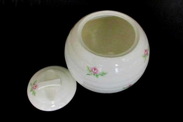 James River Potteries Creamer Pitcher Lidded Sugar Bowl Virginia White Pink Rose