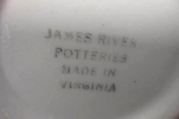 James River Potteries Creamer Pitcher Lidded Sugar Bowl Virginia White Pink Rose