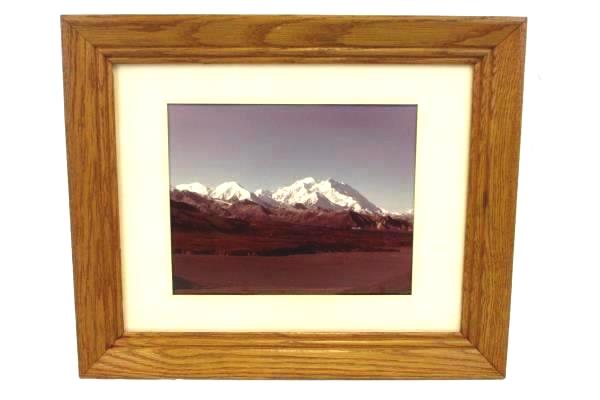 Three Sisters Mountain Range Color Photograph Large 10" by 8" Framed Matted