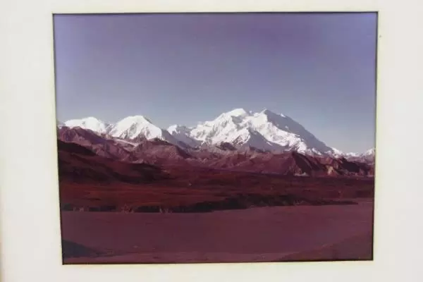 Three Sisters Mountain Range Color Photograph Large 10" by 8" Framed Matted