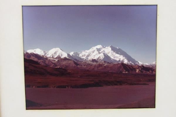 Three Sisters Mountain Range Color Photograph Large 10" by 8" Framed Matted