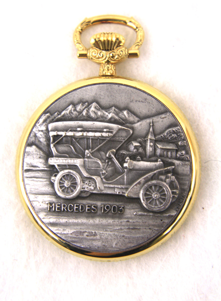 BERNEY Two Tone 1903 Mercedes Open Face POCKET WATCH New!