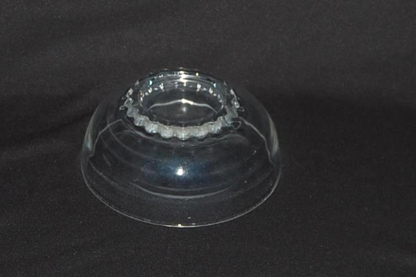 Mid-Century Vero Clear Glass Serving Bowl With Scallop Edge Triangle Handle Lid