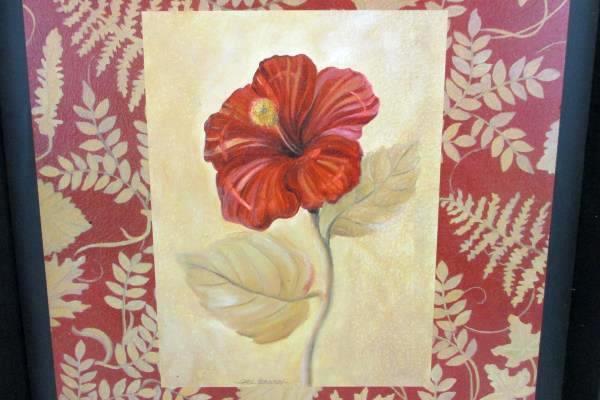 Carol Robinson Floral Wooden Framed Art Piece Large Wall Hanging Decor