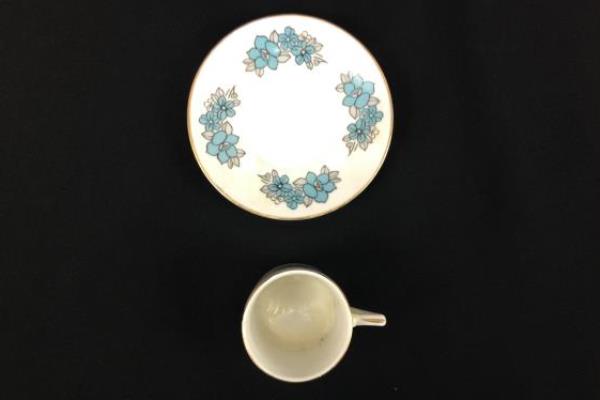 Vintage Chinese Porcelain Demitasse Cup & Saucer Set Blue Flowers
