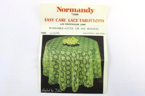 Vintage NORMANDY Red Lace Tablecloth 52" Square with Liner Floral Holiday Party