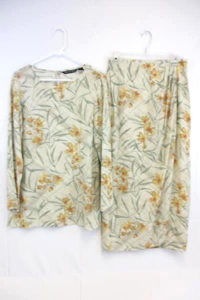 JH Collectibles Wrap Skirt & Long Sleeve Blouse Set Floral Women's 8