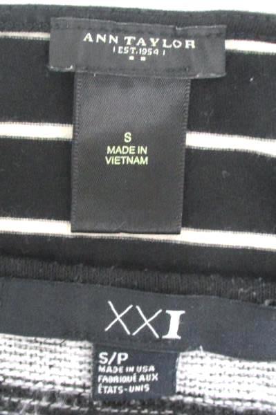 XXI Ann Taylor Lot of 2 Tops Sweater Striped Black White Grey Gray Size Small S