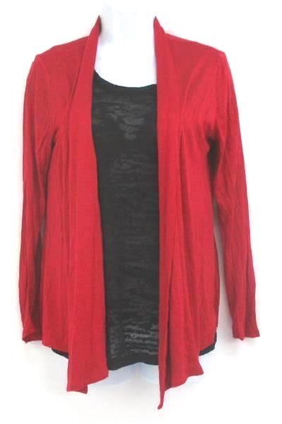 Indigo JKLA California Lot 2 Womens Sz Small Black Burnout Top Red Open Sweater