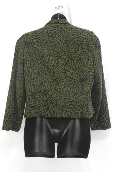 Lennie for Nina Leonard Green Leopard Print Blazer Women's Size 12 Button Up
