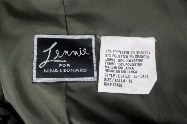 Lennie for Nina Leonard Green Leopard Print Blazer Women's Size 12 Button Up